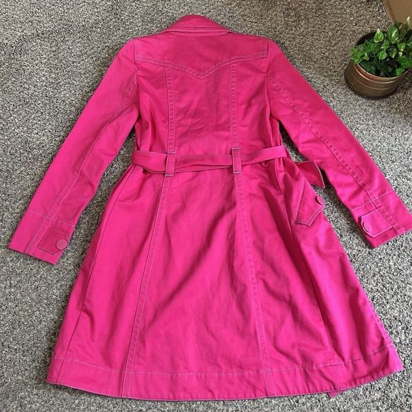 Y2K Vintage Tommy Hilfiger Trench Coat Jacket Size Small Pink 90s Barbie - Picture 5 of 7